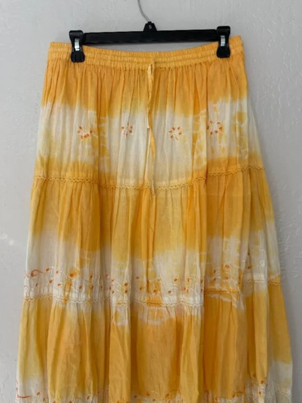 Yellow and White NWT Tie Dye Coconut Republic Size Medium Vintage Maxi Skirt